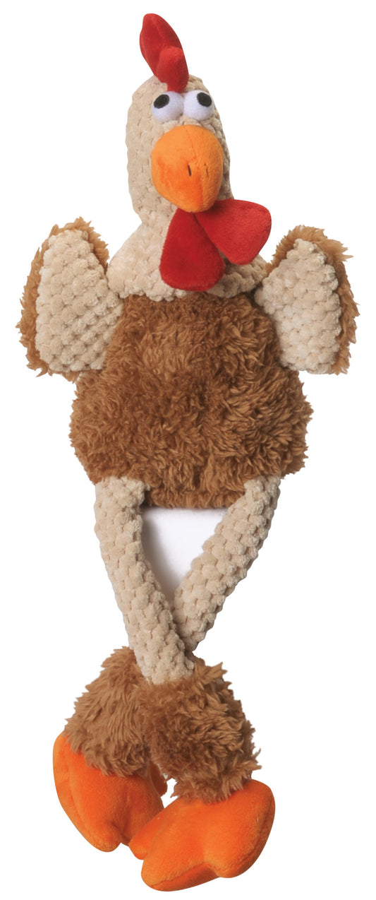 goDog Checkers Rooster with Chew Guard Technology Tough Plush Dog Toy