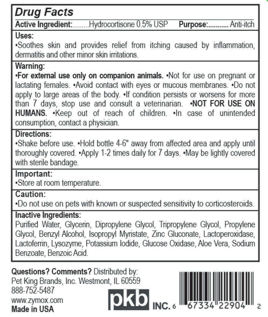 Zymox Topical Spray 0.5% Hydrocortisone.