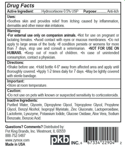 Zymox Topical Spray 0.5% Hydrocortisone.