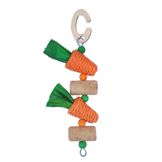 A & E Cages Nibbles Carrot & Cork Jingle Small Animal Chew Toy