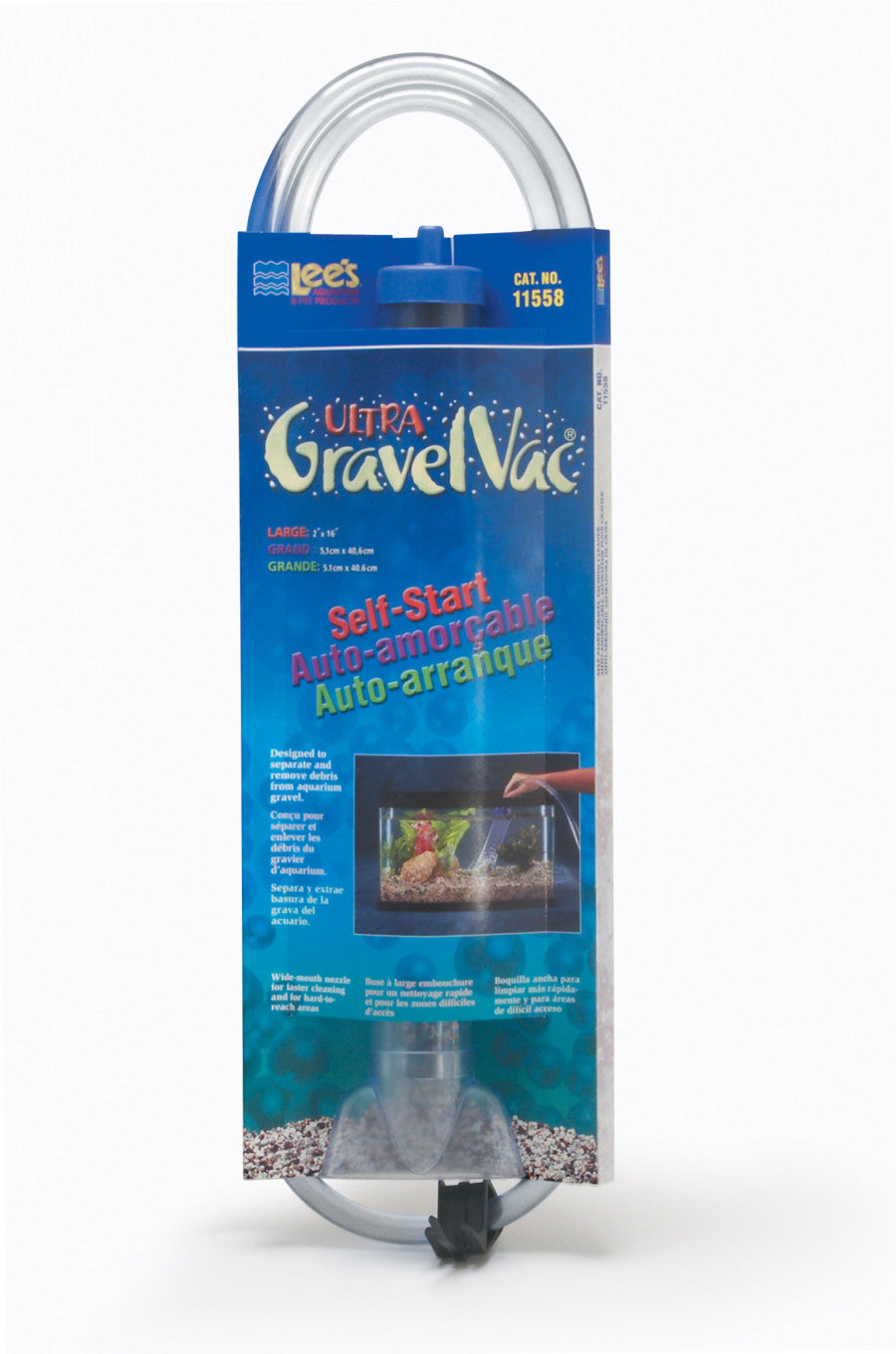 Lee's Aquarium & Pet Products Ultra GravelVac Self-Start Gravel Vacuum Cleaner with Nozzle & Clip
