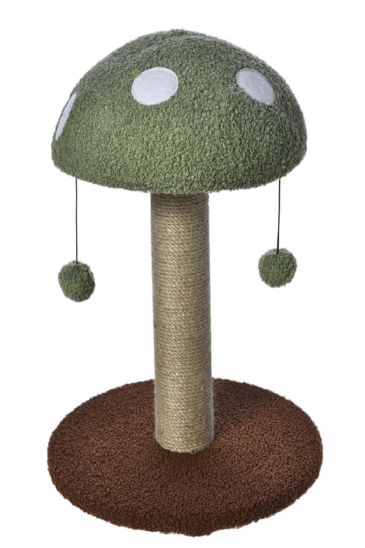 Max & Marlow Mushroom Cat Post w/ Toy Green