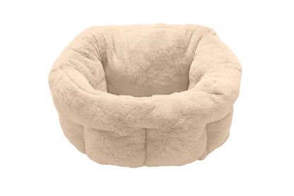Fur Haven Pet Products Luxury Faux Fur Warming Cuddler Pet Bed - Cream - Small.