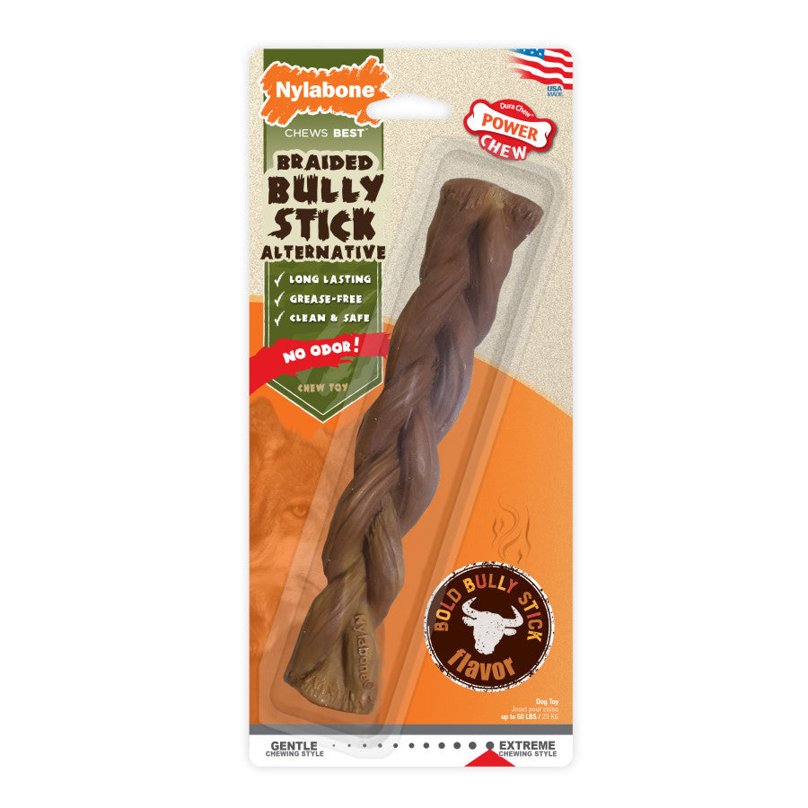 Nylabone Power Chew Braided Bully Stick Alternative Dog Chew Toy
