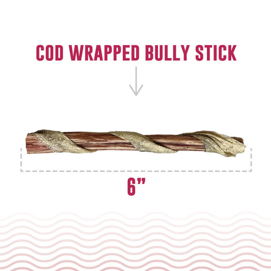 Icelandic+ Hand Wrapped Fish Stick Dog Treat Bully w/Cod Skin