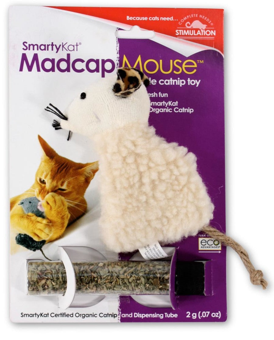 SmartyKat Madcap Mouse Refillable with Catnip Tube Cat Toy