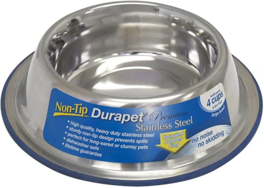 OurPets Premium Stainless Steel Non-Tip Dog Bowl
