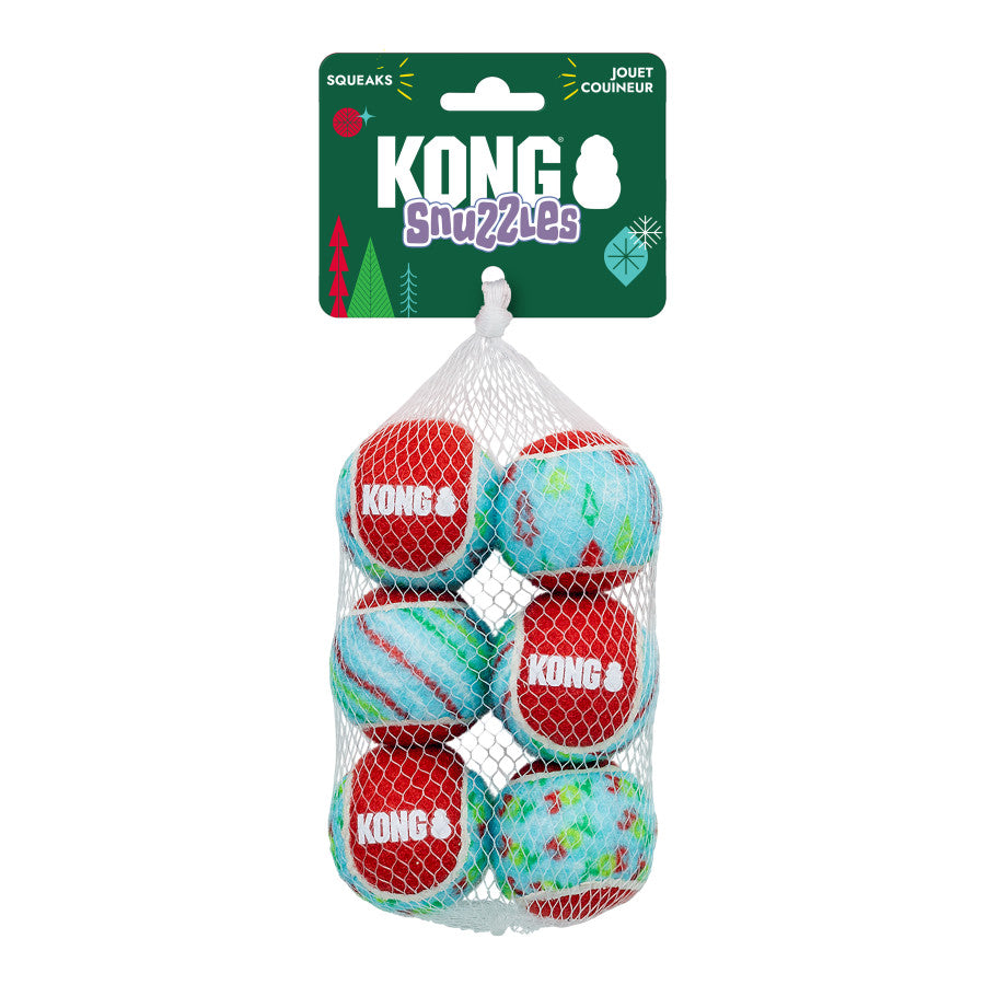 KONG Holiday SqueakAir Tennis Balls Dog Toy