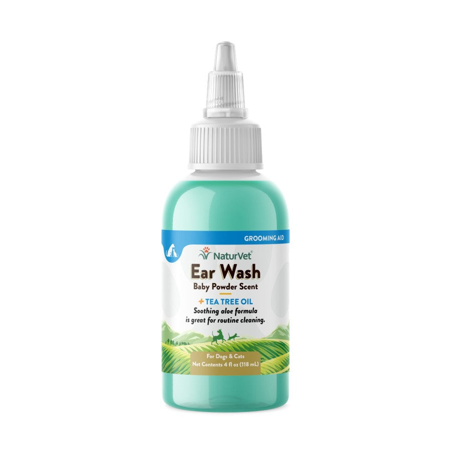NaturVet Ear Wash with Tea Tree Oil Baby Powder Scent