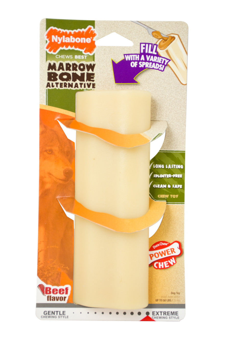 Nylabone Power Chew Giant Marrow Bone Alternative Beef Flavor Dog Chew Toy