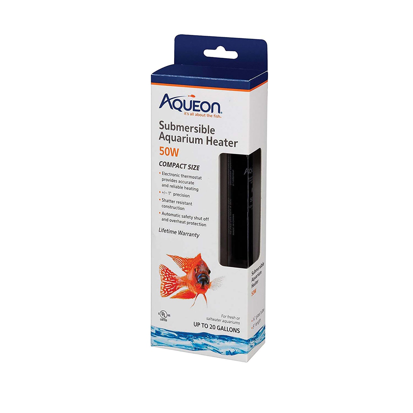 Aqueon Submersible Aquarium Heater, - 1ea/50 W, Up To 20 gal