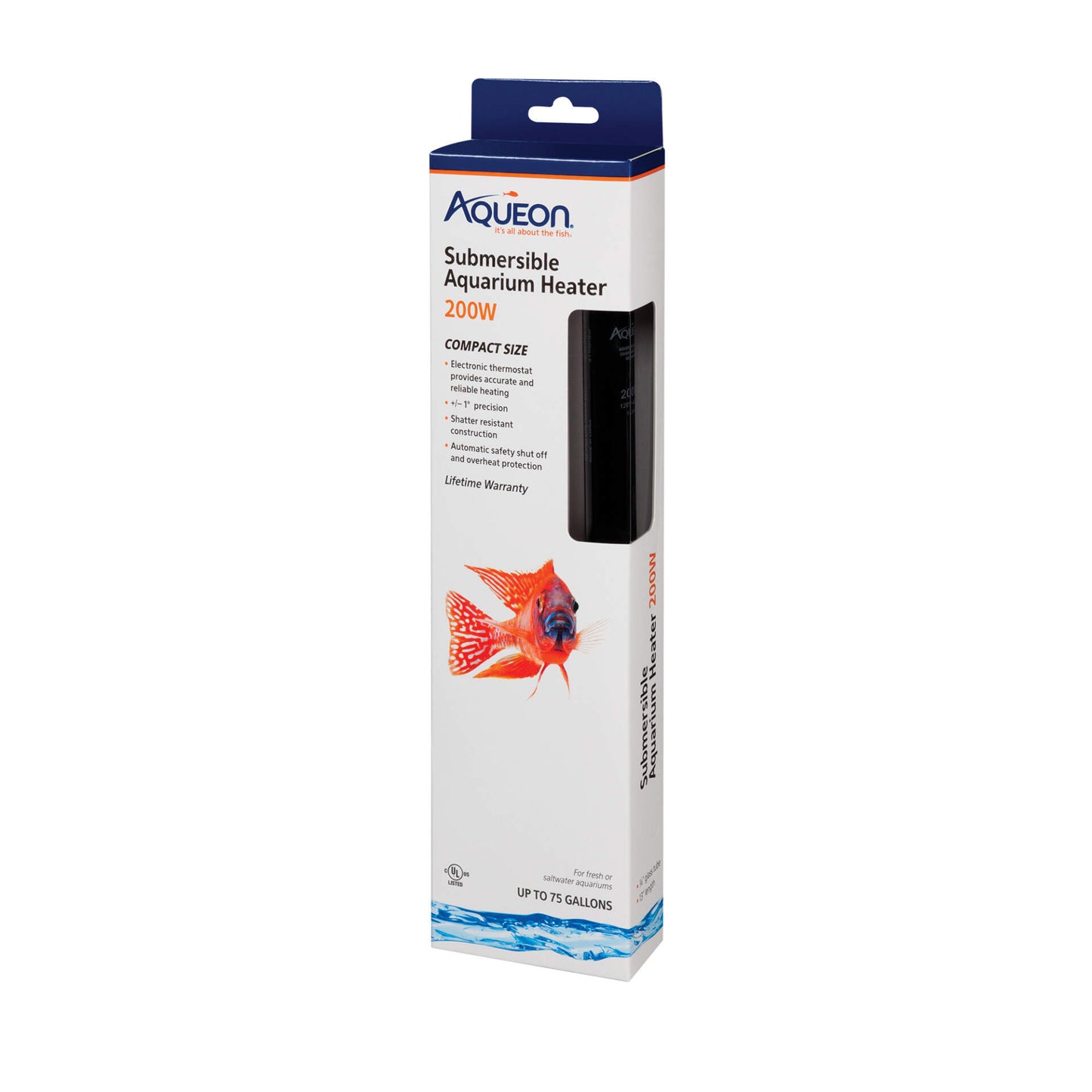 Aqueon Submersible Aquarium Heater, - 1ea/200 W, Up To 75 gal