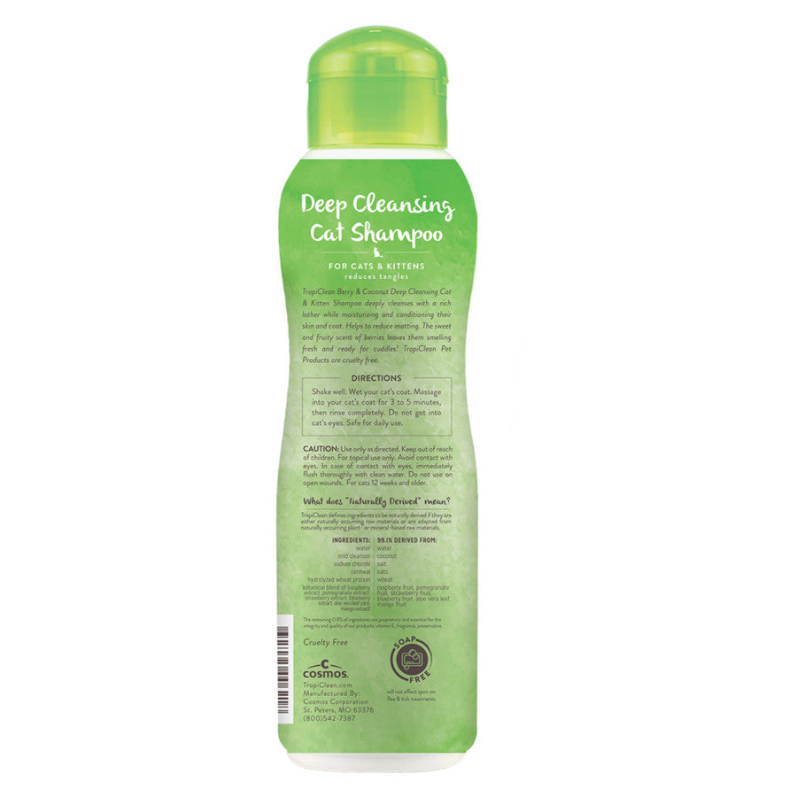 TropiClean Berry &amp; Coconut Deep Cleansing Shampoo for Cats &amp; Kittens - 12 oz.