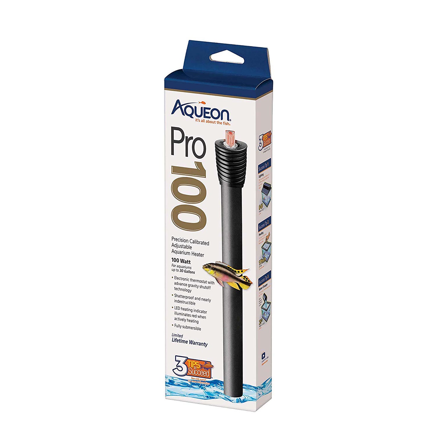 Aqueon Adjustable PRO Aquarium Heater - 1ea/Up To 30 gal, 100 W