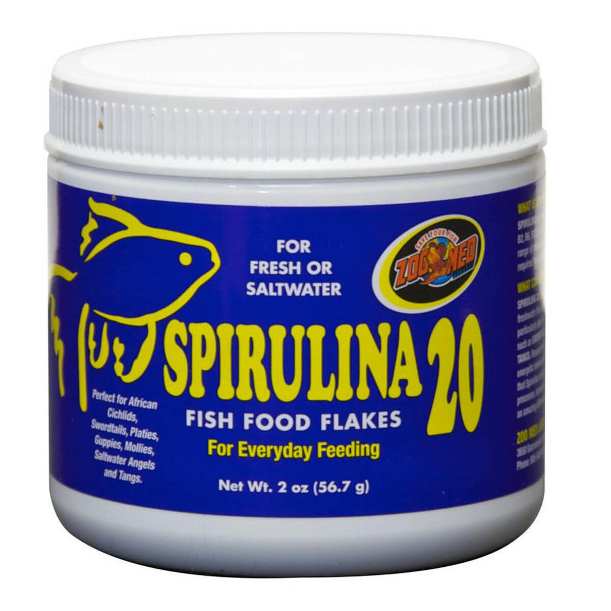 Zoo Med Spirulina 20 Flakes Fish Food.