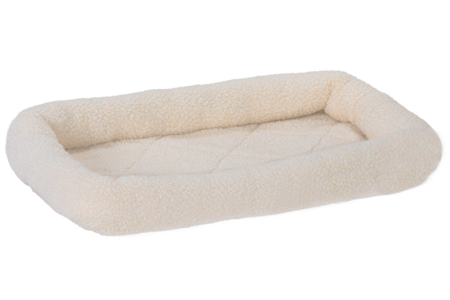 Fur Haven Pet Products Faux Lambswool Pet Crate Bolster Bed - Cream.