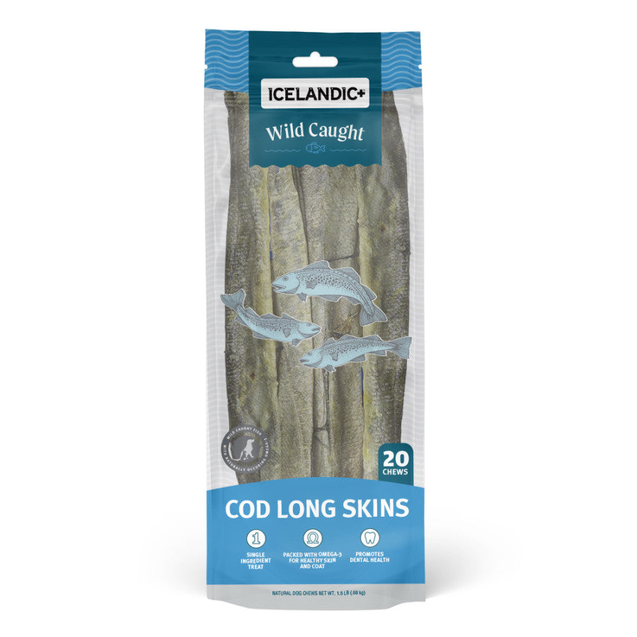 Icelandic+ Wild Caught Skins Dog Treat Cod Long Skin