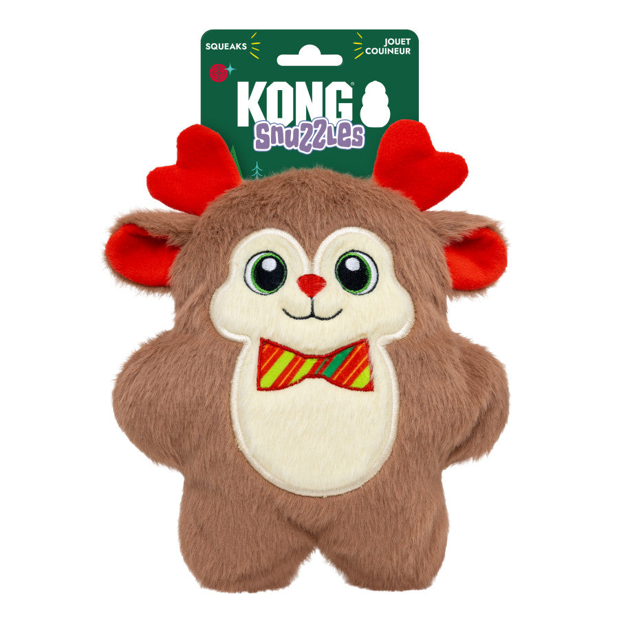KONG Holiday Snuzzles Bow Tie Reindeer Dog Toy