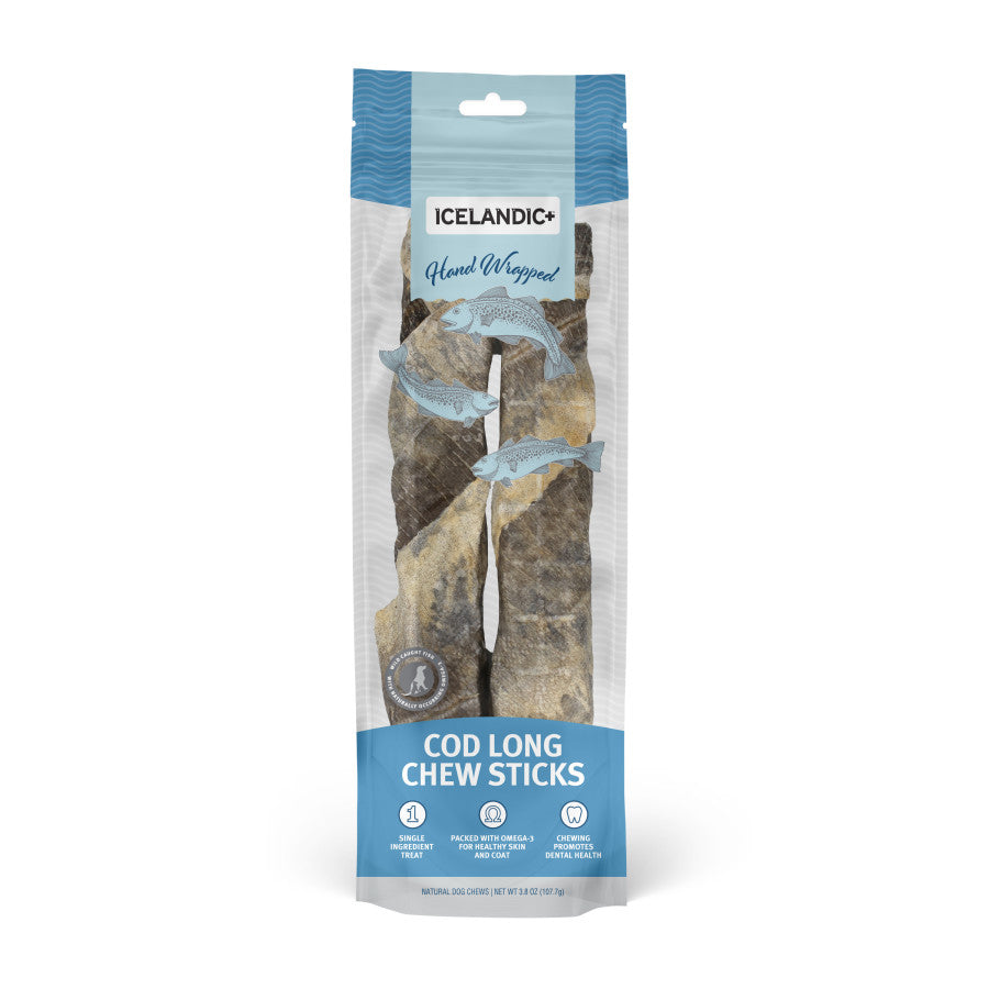 Icelandic+ Hand Wrapped Cod Skin Dog Chew Long Stick