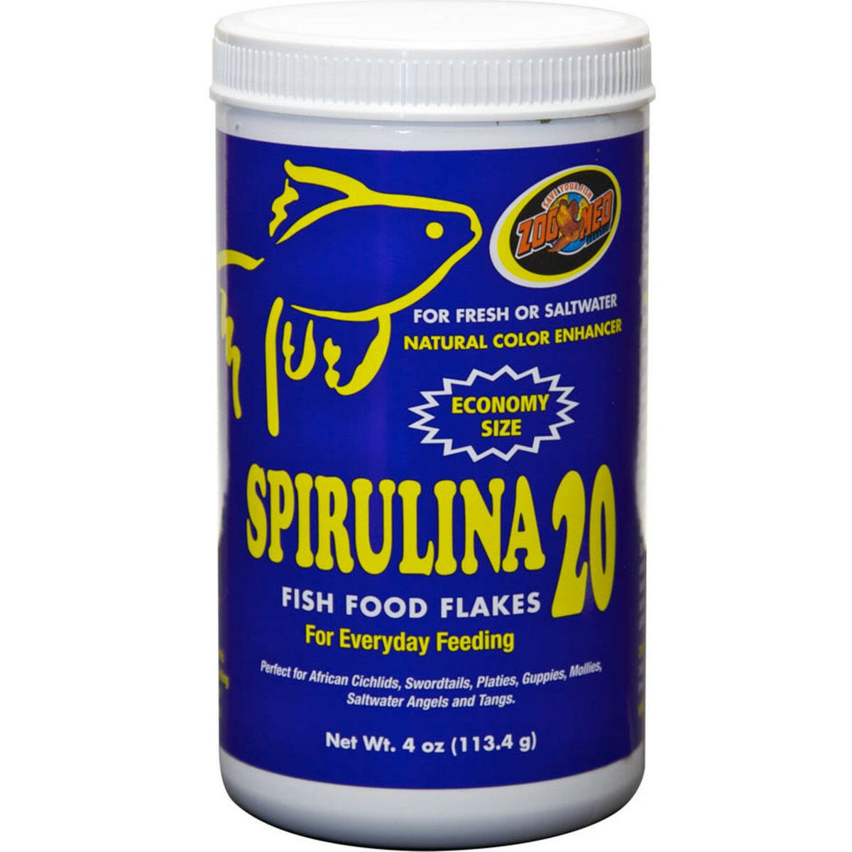 Zoo Med Spirulina 20 Flakes Fish Food.