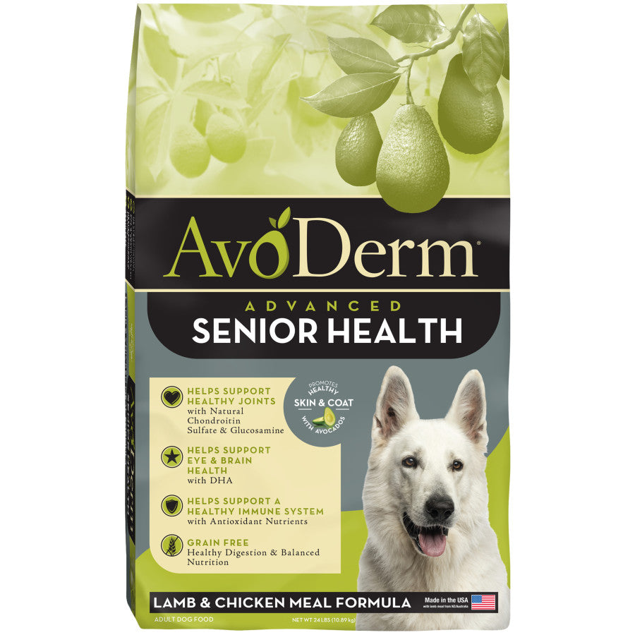 AvoDerm Natural Senior Health+ Lamb Meal & Brown Rice Formula - Grain Free Senior Dry Dog Food