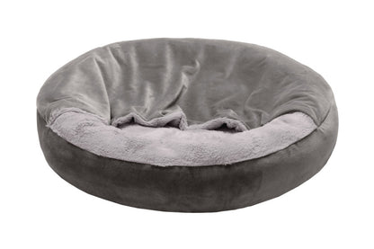Fur Haven Pet Products Wave Fur & Velvet Hooded Donut Pet Bed - Small.