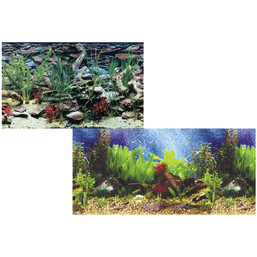 Penn-Plax Double Back Shalescape & Tropical Blue Background