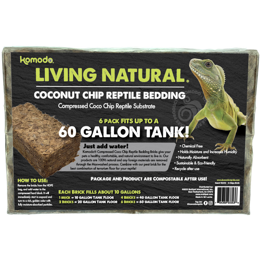 Komodo Living Natural Coconut Chip Reptile Bedding Brick